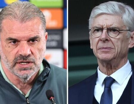 Arsene Wenger và Ange Postecoglou tranh cãi về cúp C1